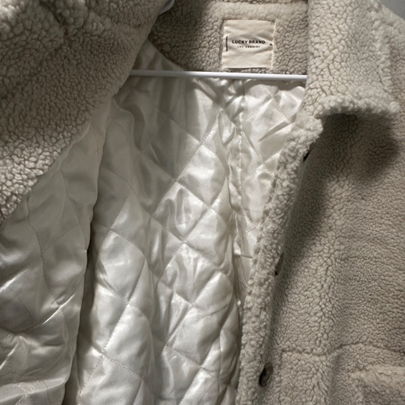 LUCKY BRAND SHERPA SHACKET ivory off white excellent condition - Picture 3 of 6